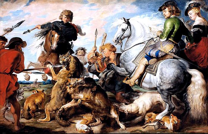 Peter Paul Rubens A 1615-1621 oil on canvas 'Wolf and Fox hunt' painting by Peter Paul Rubens